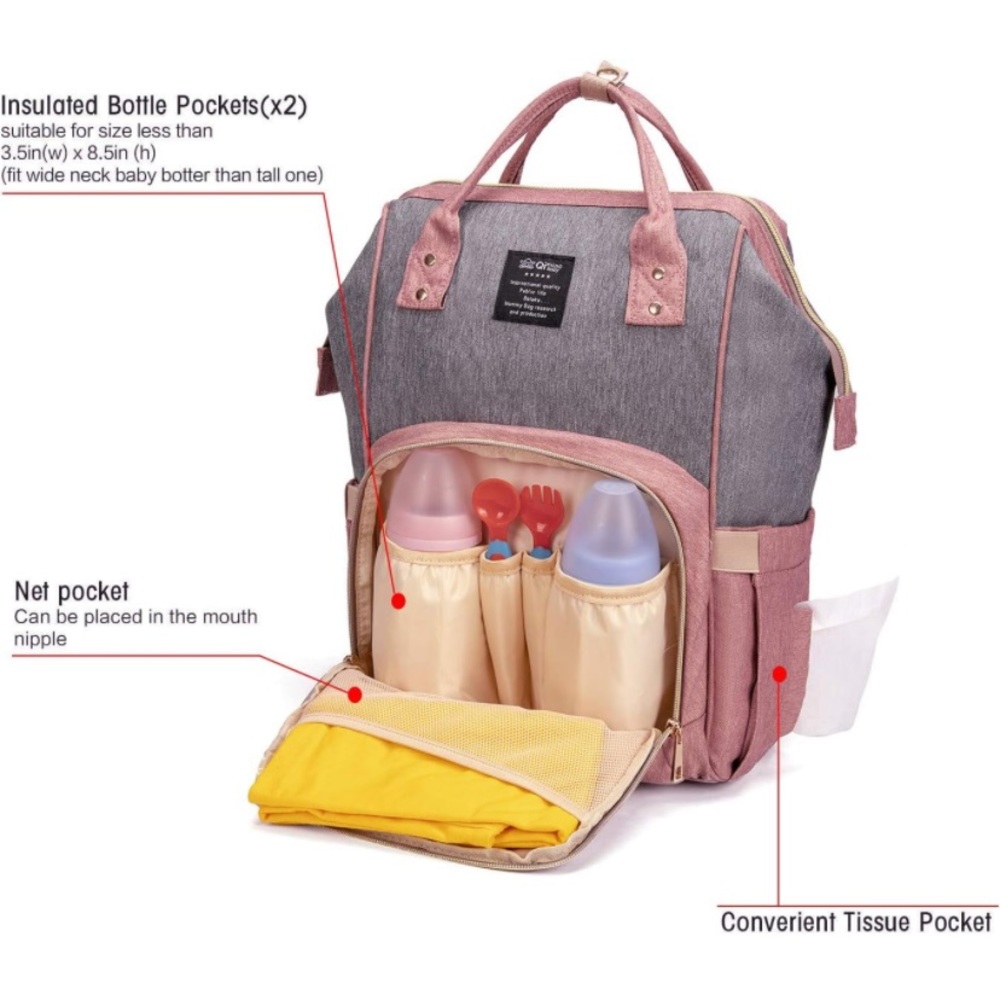 QIMIAOBABY Diaper Bag Backpack,Waterproof Multifunctional Large Travel bag
